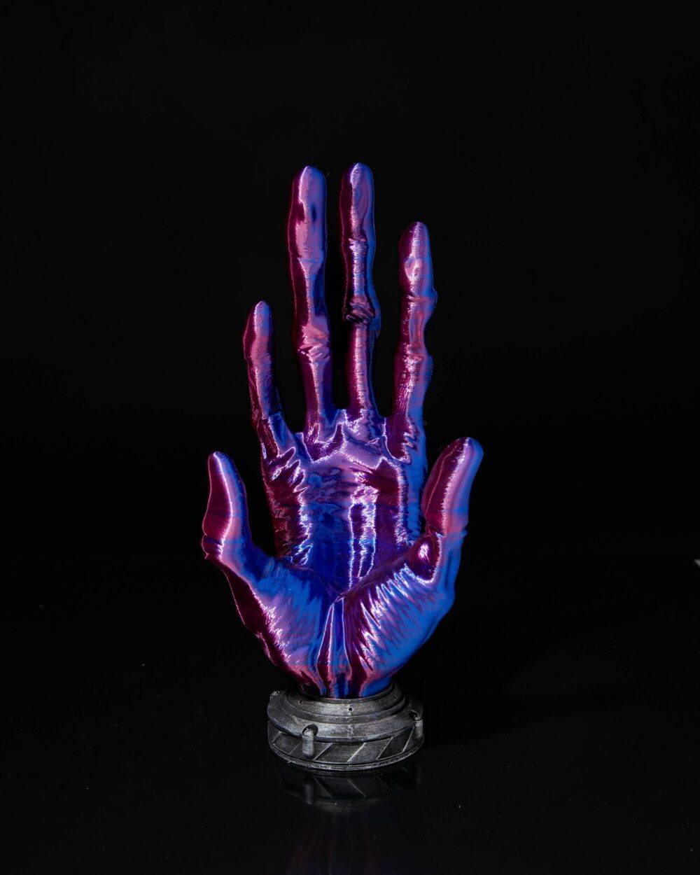 6-Finger Alien Hand Controller Holder with a purple and blue metallic finish, displayed against a black background.