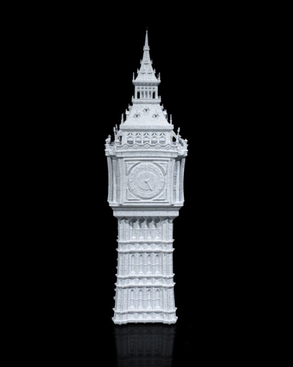 Stunning Big Ben Replica Statue on a black background, highlighting intricate details of the iconic London landmark for home decor.