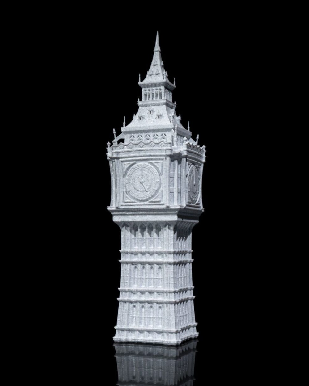 Stunning Big Ben Replica Statue displayed against a black background. Iconic London Landmark for Home Decor and Collectible Gift.