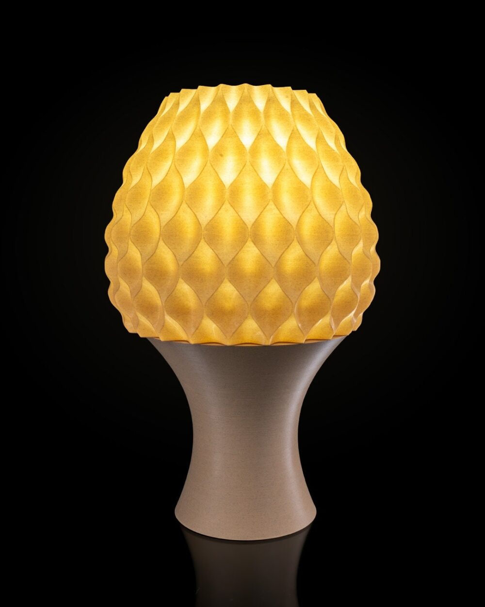 Reverse Diamond Table Lamp in yellow with a unique textured design and modern base, ideal for contemporary home lighting.